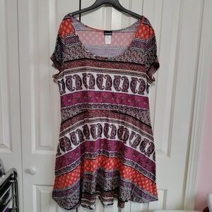 Boho multi-color midi dress woman 2X